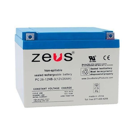 Zeus Battery Products 26Ah 12V F2 Sealed Lead Acid Battery PC26-12F2